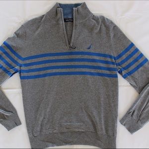 NAUTICA QUARTER ZIP W/ LEATHER ACCENTS